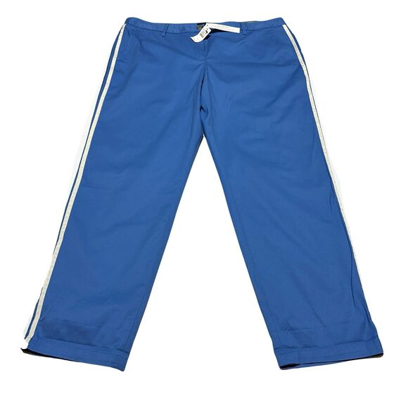 Talbots Women’s Supersoft Chino Pants Size 14 Relaxed Blue Side Stripe NWT - Picture 1 of 9